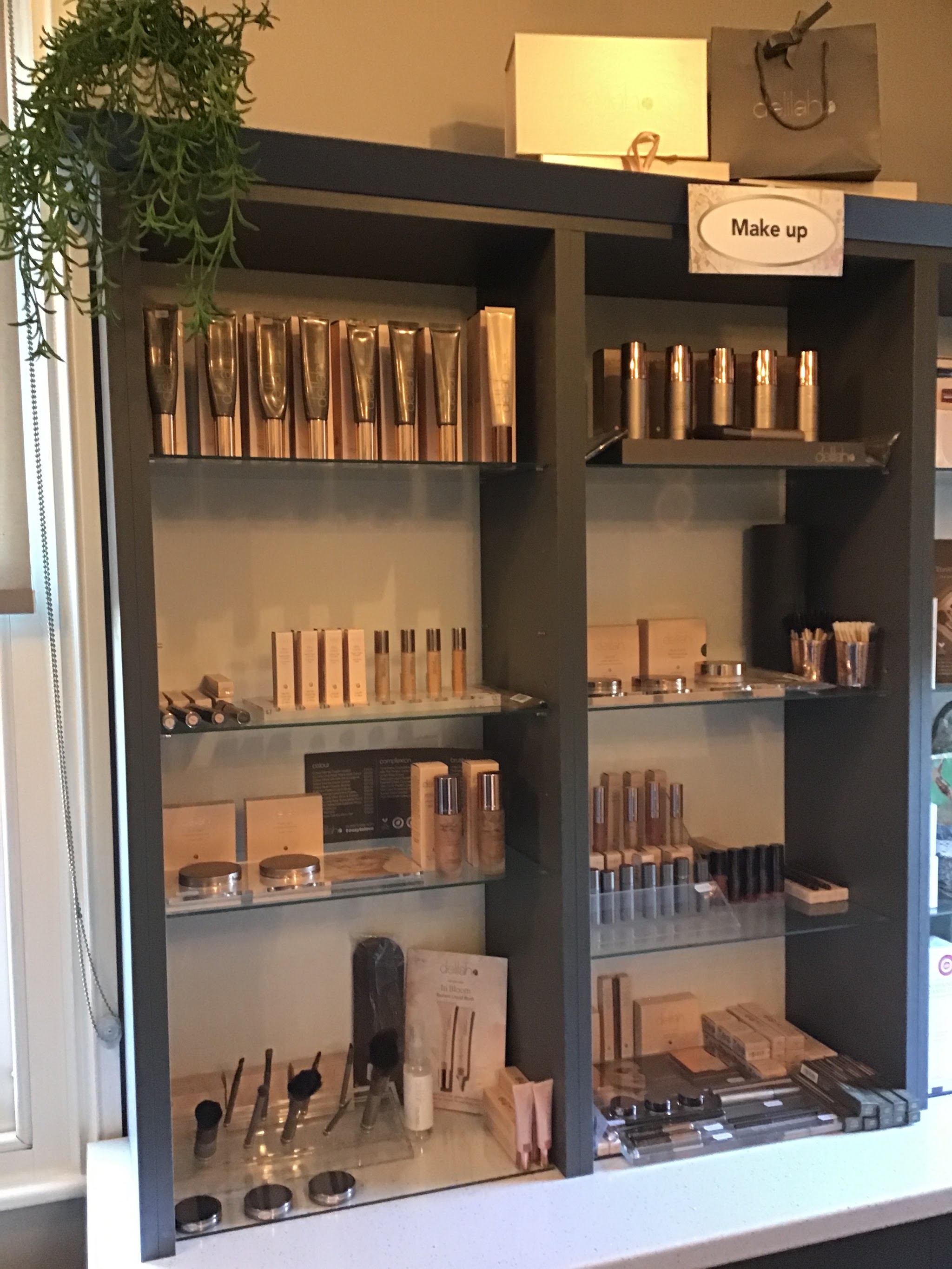 The delilah make-up display at Beauty Benefits